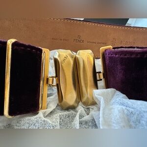 Fendi Purple Velvet Leather Belt- NEW